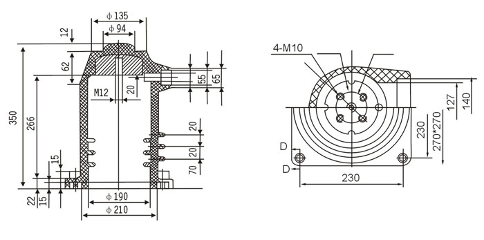 CH3-10Q中置柜触头盒的结构图纸