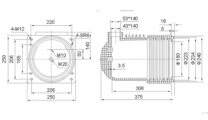 CH3-24KV触头盒外形尺寸图