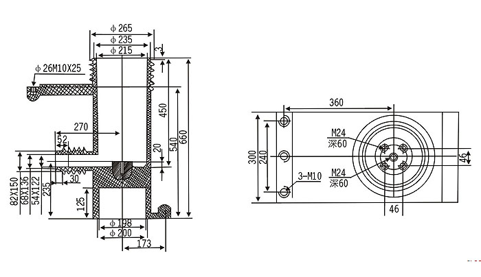CH3-35Q触头盒的外形尺寸图