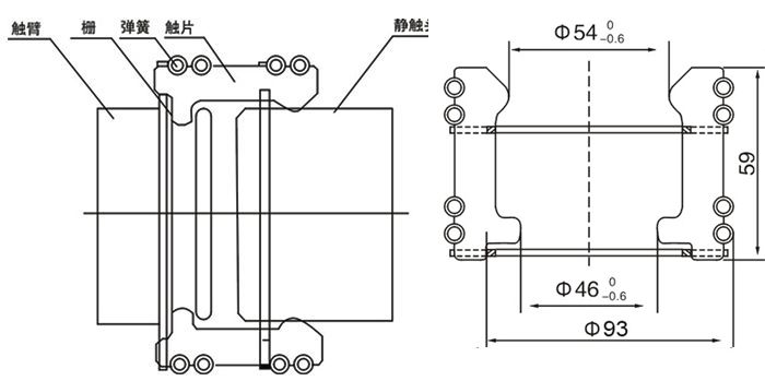 GC5-1600A捆绑式触头的安装示意图