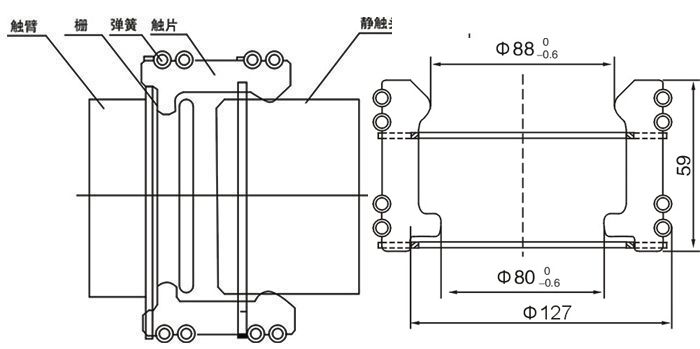 GC5-2500A、GC5-3150A捆绑式触头的安装示意图