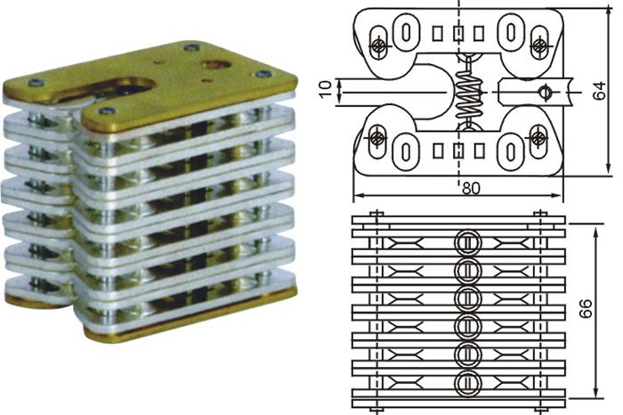 GC8-1250A拉簧式扁触头的外形尺寸图