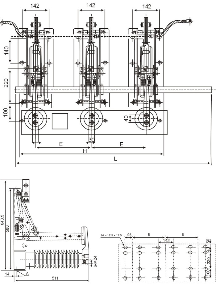 JN22-31.5户内高压接地开关的结构图纸