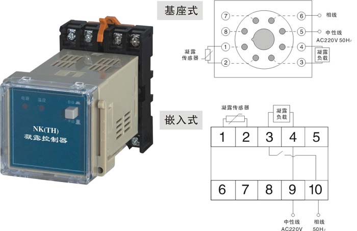 NK(TH)凝露控制器的结构尺寸图